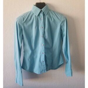 Classiques Entier Womens XS Button Down Shirt Top Blouse Long Sleeve Blue Casual